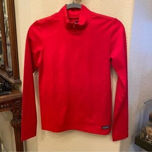 NWT~STUSSY Women Red Britton Solid Interlock Ls Tee Size XS-Rare